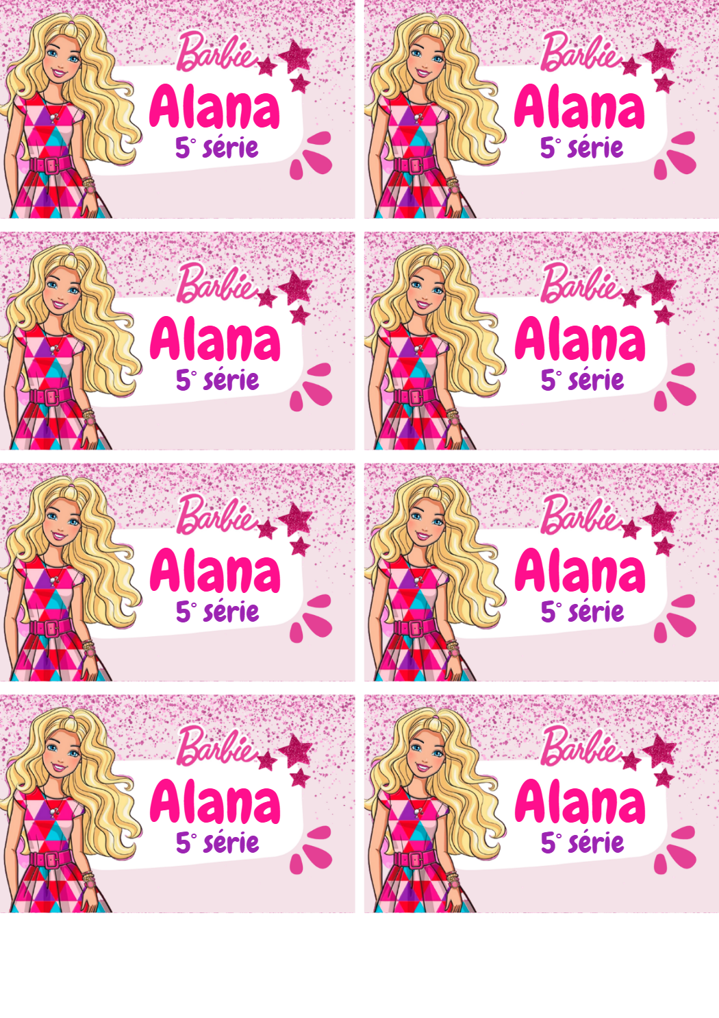 Etiqueta Escolar Barbie com Personagem para Editar e Imprimir Etiqueta Escolar Barbie com Personagem para Editar e Imprimir