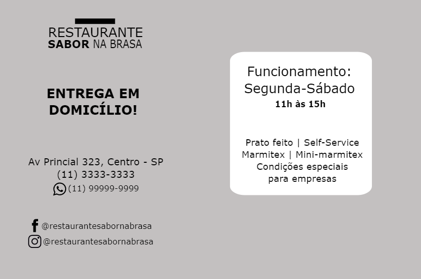 Cartão de Visita para Restaurante Moderno e Editável Online Cartão de Visita para Restaurante Moderno e Editável Online