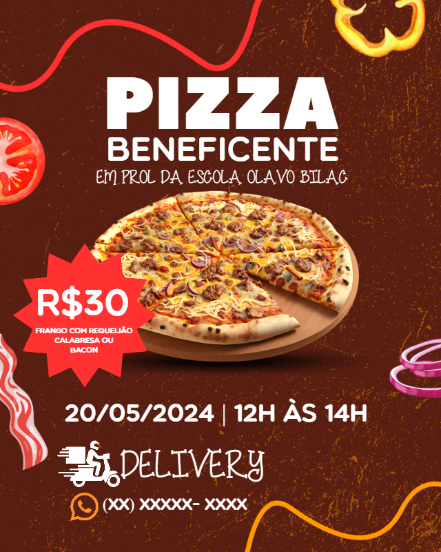 Cartaz de Pizza Beneficente para Editar e Imprimir Online Cartaz de Pizza Beneficente para Editar e Imprimir Online