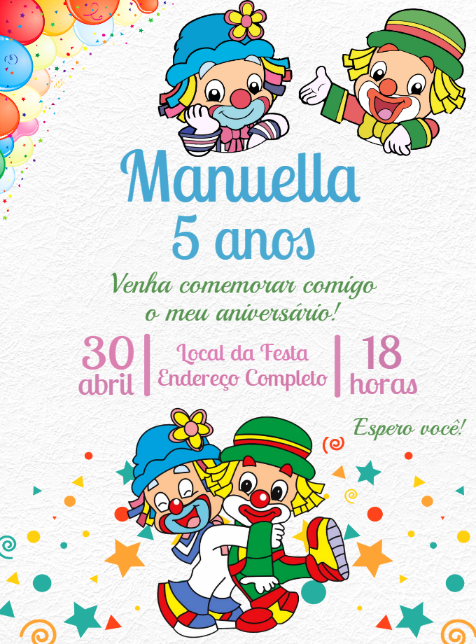 Convite de Aniversário Patati e Patatá para Editar Online