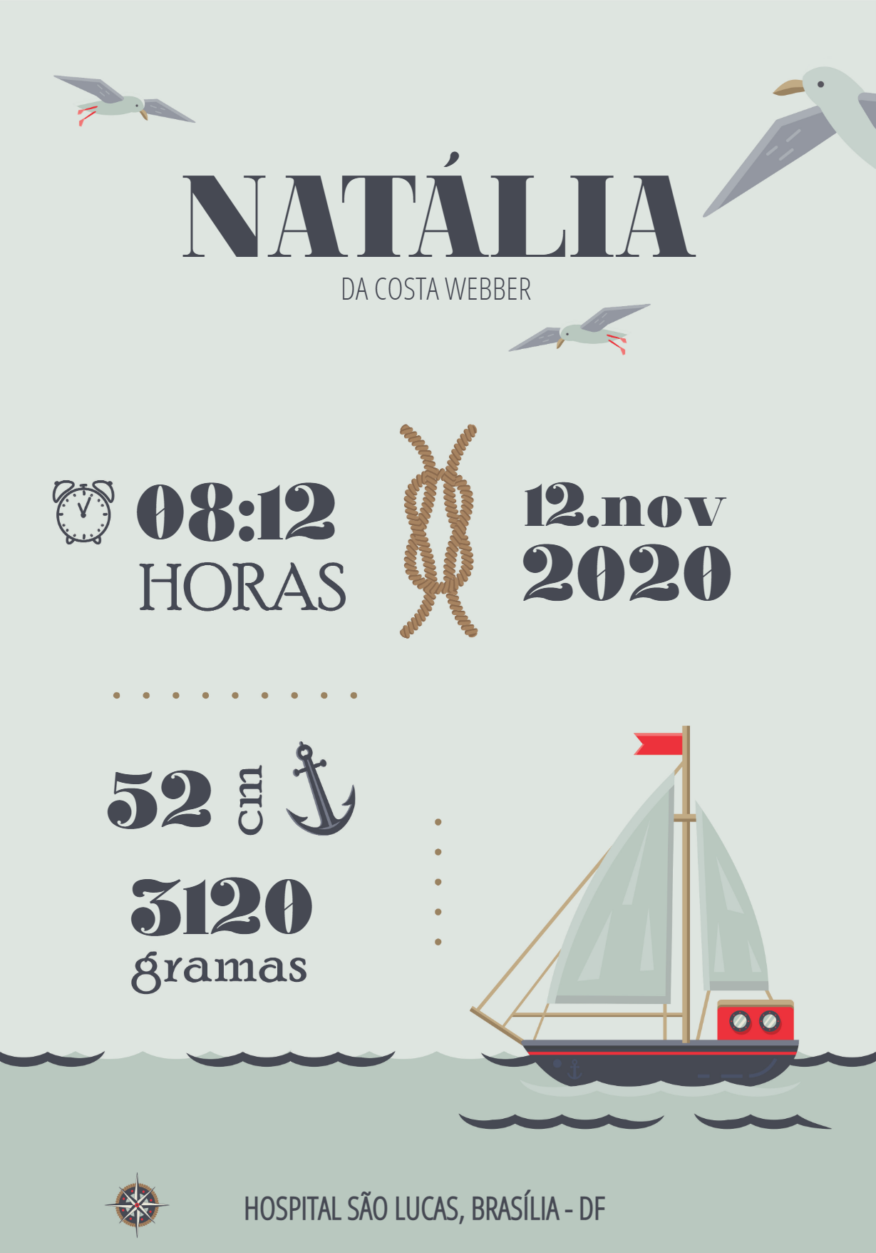 Quadro de Nascimento Marinheiro para Editar Online