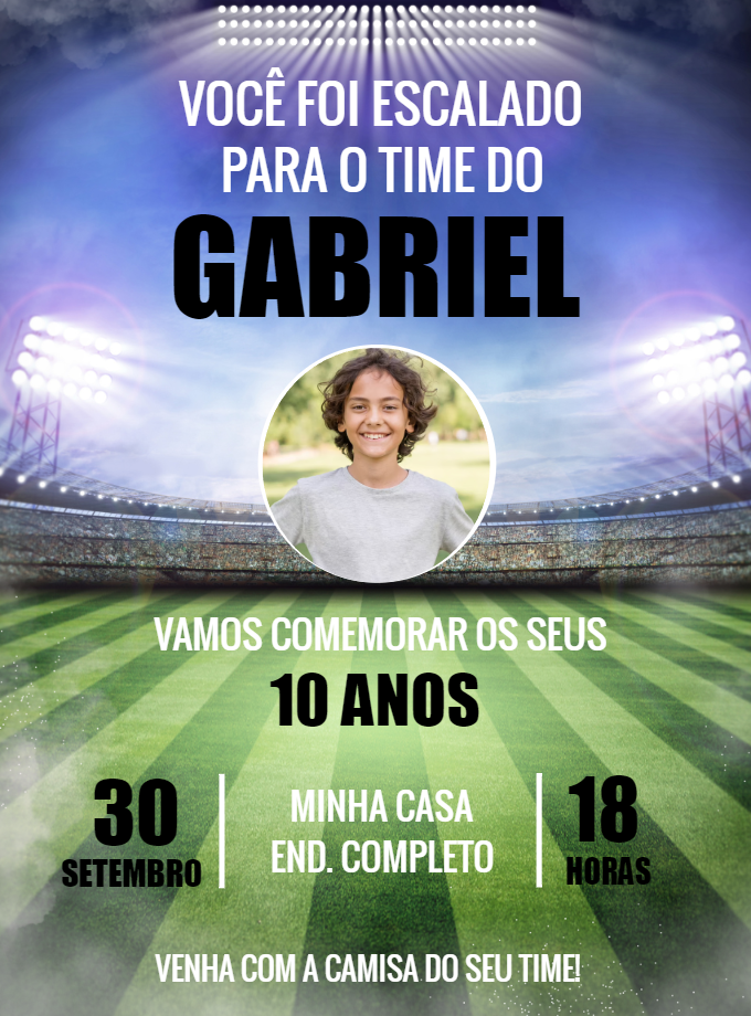 Convite de Aniversário Futebol com Foto para Editar Online Convite de Aniversário Futebol com Foto para Editar Online