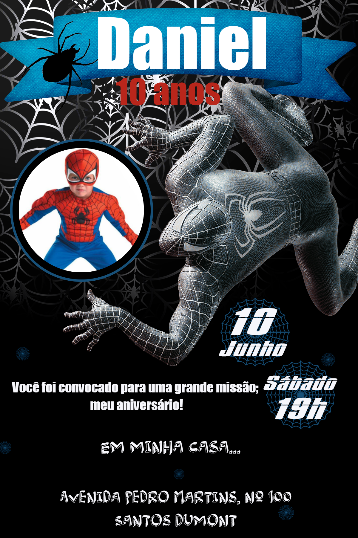Convite Aniversário Homem Aranha com Foto para Editar Online Convite Aniversário Homem Aranha com Foto para Editar Online