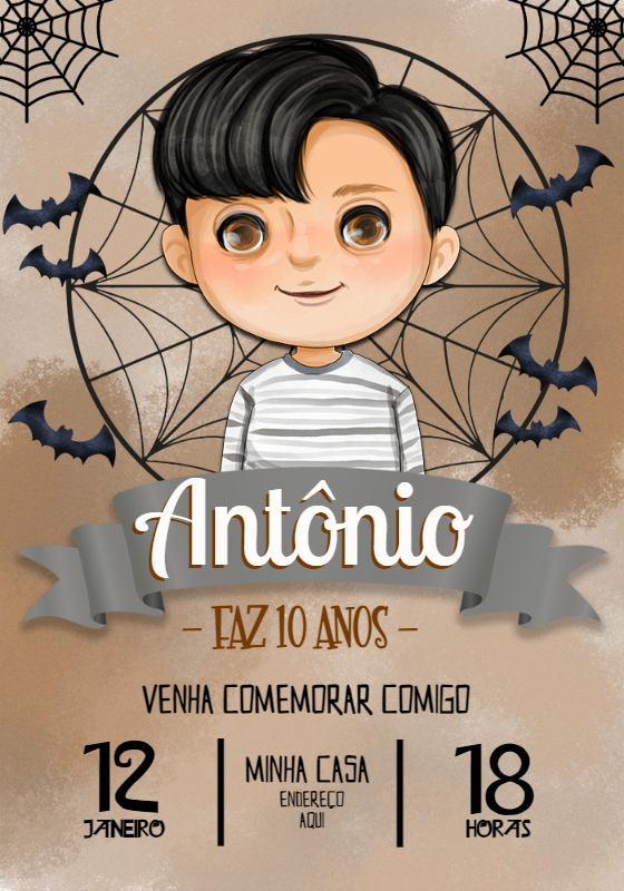 Convite Aniversário Feioso Addams para Editar Online Convite Aniversário Feioso Addams para Editar Online