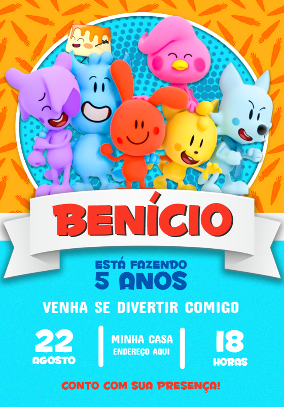 Convite Aniversário Turma do Cueio Gato Galáctico para Editar Convite Aniversário Turma do Cueio Gato Galáctico para Editar