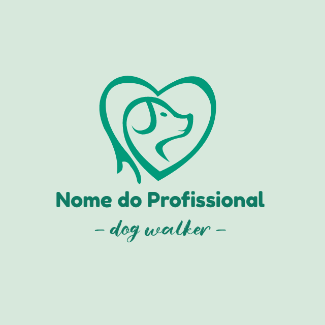 Logo Editável para Pet Sitter e Dog Walker com Coração Logo Editável para Pet Sitter e Dog Walker com Coração
