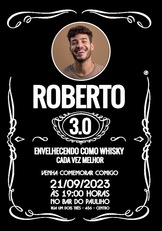 Convite de Aniversário Whisky Jack Daniels com Foto para Editar Convite de Aniversário Whisky Jack Daniels com Foto para Editar