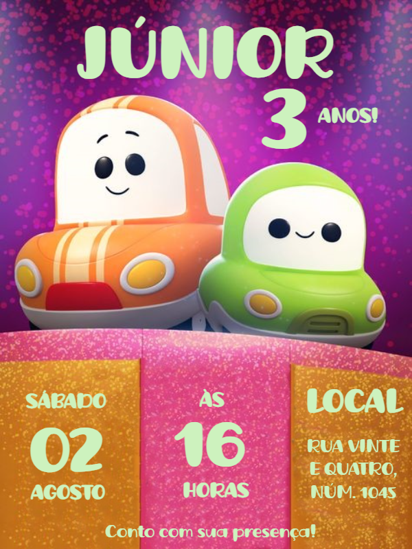 Convite Aniversário Go Go Cory Carson para Editar Online Convite Aniversário Go Go Cory Carson para Editar Online