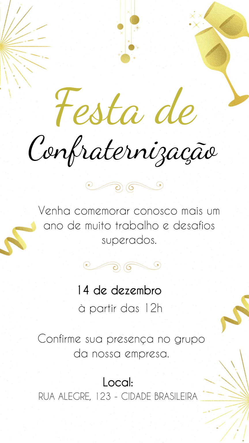 Convite de Confraternização de Empresa Elegante para Editar Convite de Confraternização de Empresa Elegante para Editar