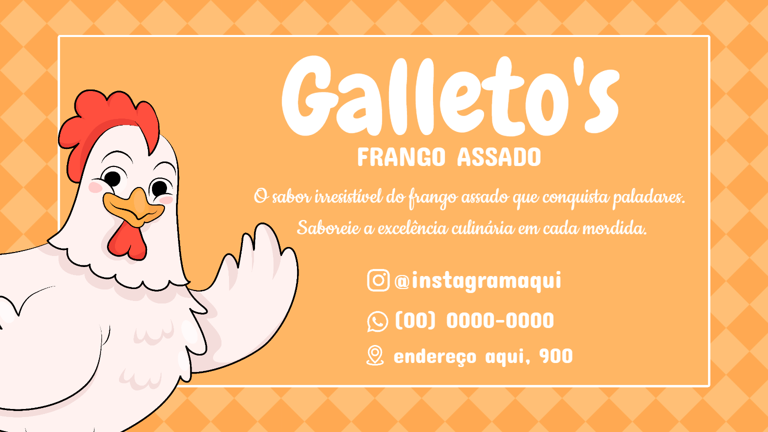 Cartão de Visita Editável Online para Frango Assado Cartão de Visita Editável Online para Frango Assado