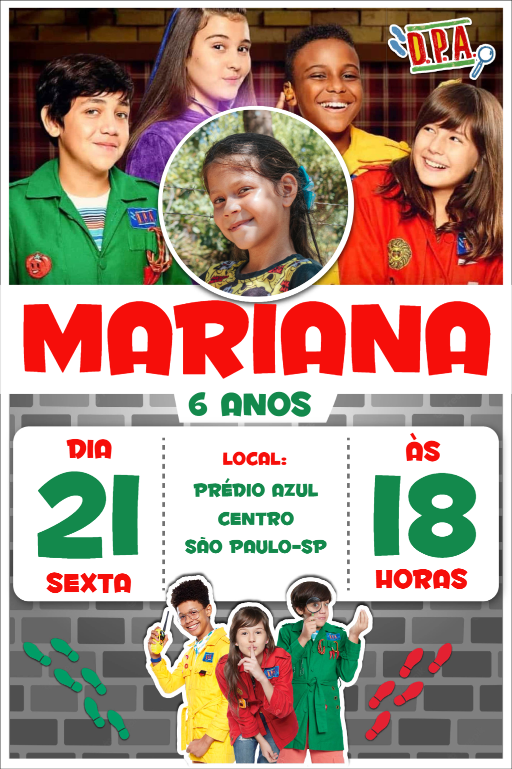 Convite Aniversário D.P.A. com Foto para Editar Online Convite Aniversário D.P.A. com Foto para Editar Online