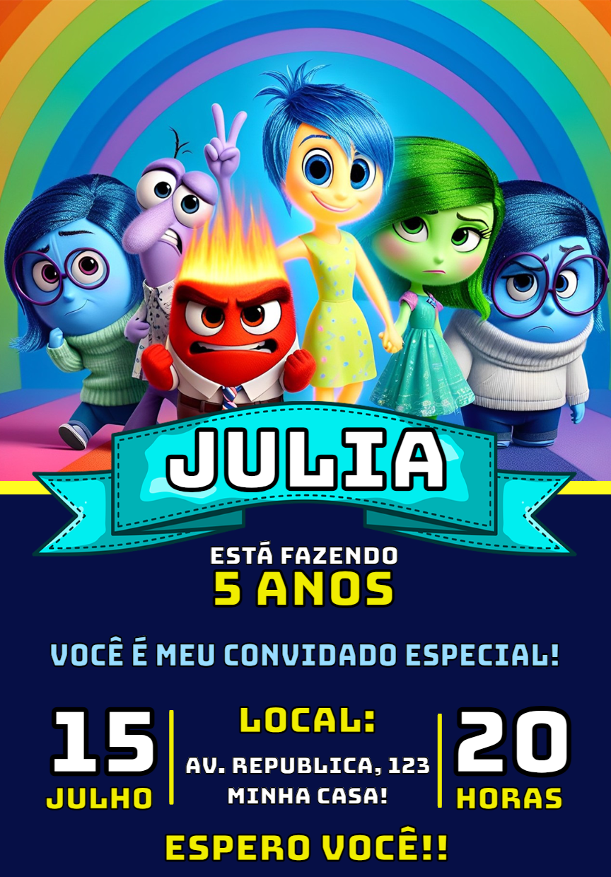 Convite de Aniversário Divertidamente para Editar Online Convite de Aniversário Divertidamente para Editar Online