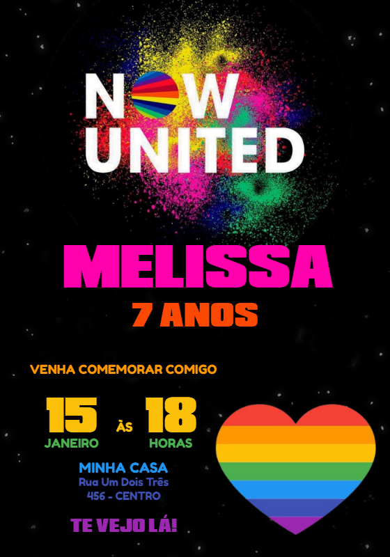 Convite de Aniversário Now United para Editar e Imprimir Convite de Aniversário Now United para Editar e Imprimir