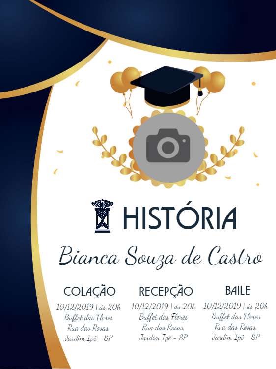 Convite de Formatura História com Foto para Editar Online Convite de Formatura História com Foto para Editar Online
