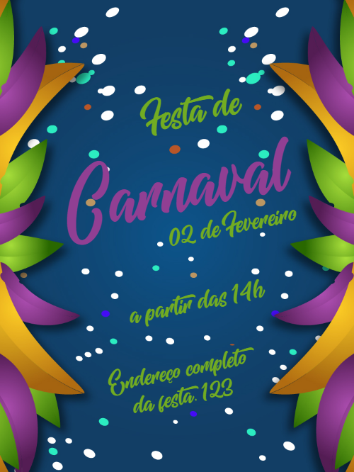 Convite de Carnaval com Confetes Coloridos para Editar Online Convite de Carnaval com Confetes Coloridos para Editar Online