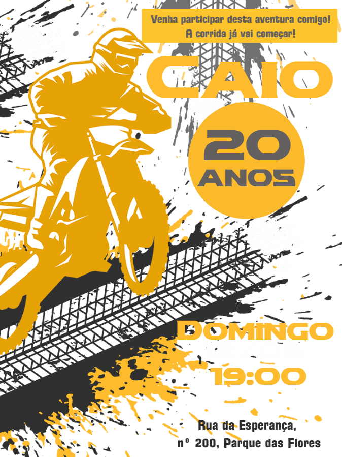 Convite de Aniversário Motocross Radical para Editar Online Convite de Aniversário Motocross Radical para Editar Online