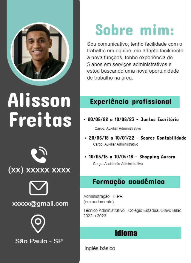 Modelo de Currículo Profissional com Foto para Editar Online Modelo de Currículo Profissional com Foto para Editar Online