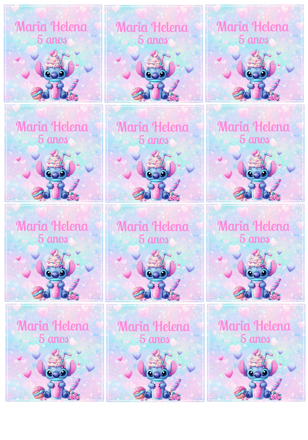 Adesivo de Aniversário Stitch para Editar Online Adesivo de Aniversário Stitch para Editar Online