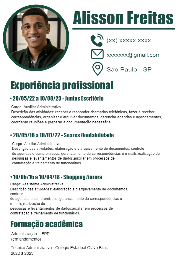 Currículo Profissional com Foto para Editar Online Currículo Profissional com Foto para Editar Online