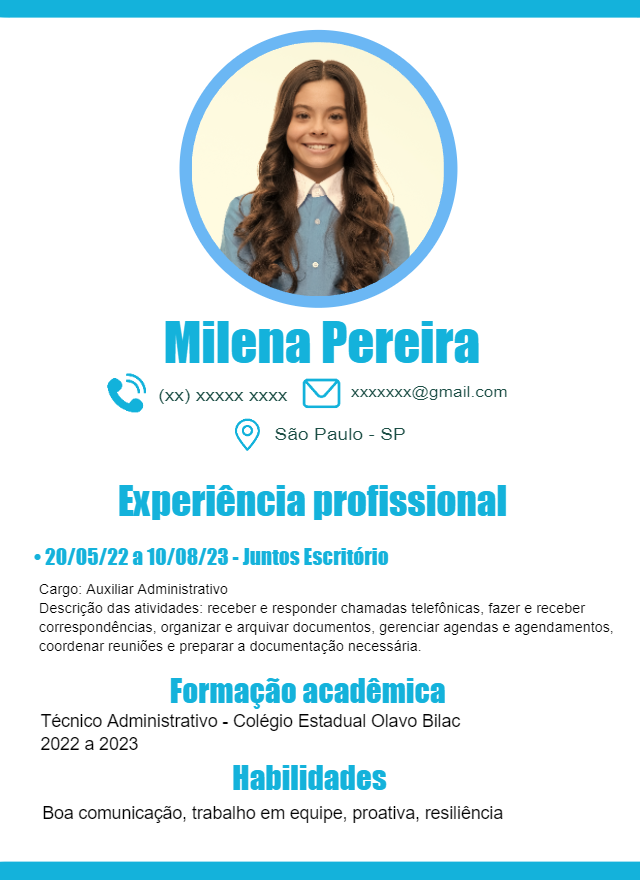 Modelo de Currículo com Foto Profissional para Editar Online Modelo de Currículo com Foto Profissional para Editar Online