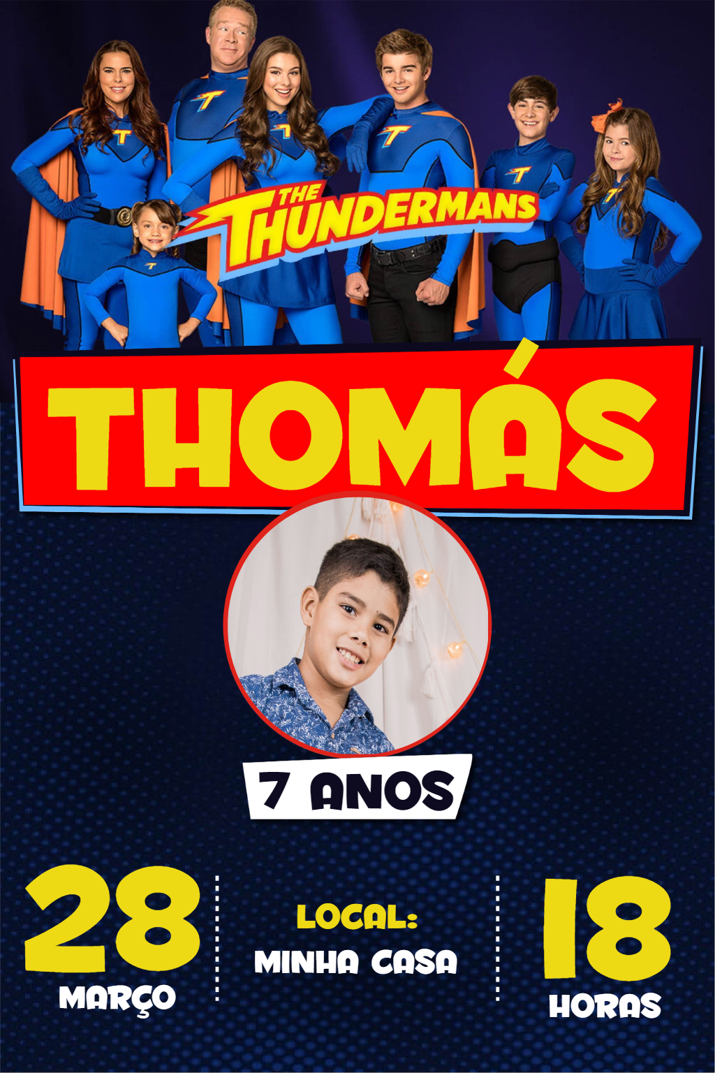 Convite de Aniversário The Thundermans com Foto para Editar