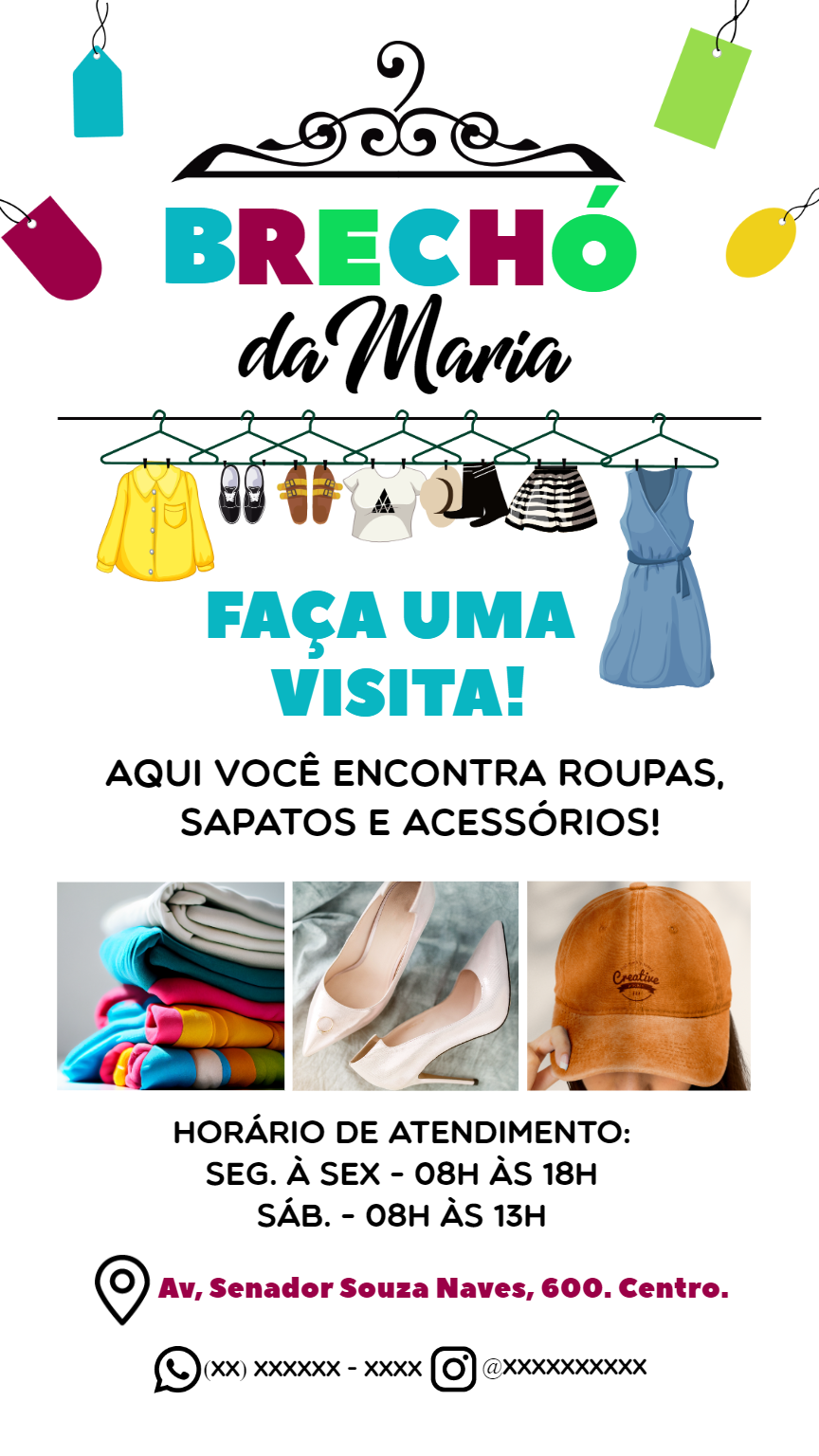Flyer Editável para Divulgação de Brechó e Moda Sustentável Flyer Editável para Divulgação de Brechó e Moda Sustentável