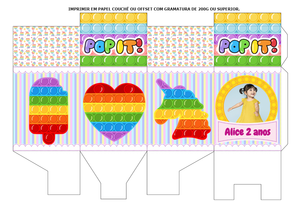 Caixa Milk Festa Pop It com Foto para Editar Online Caixa Milk Festa Pop It com Foto para Editar Online