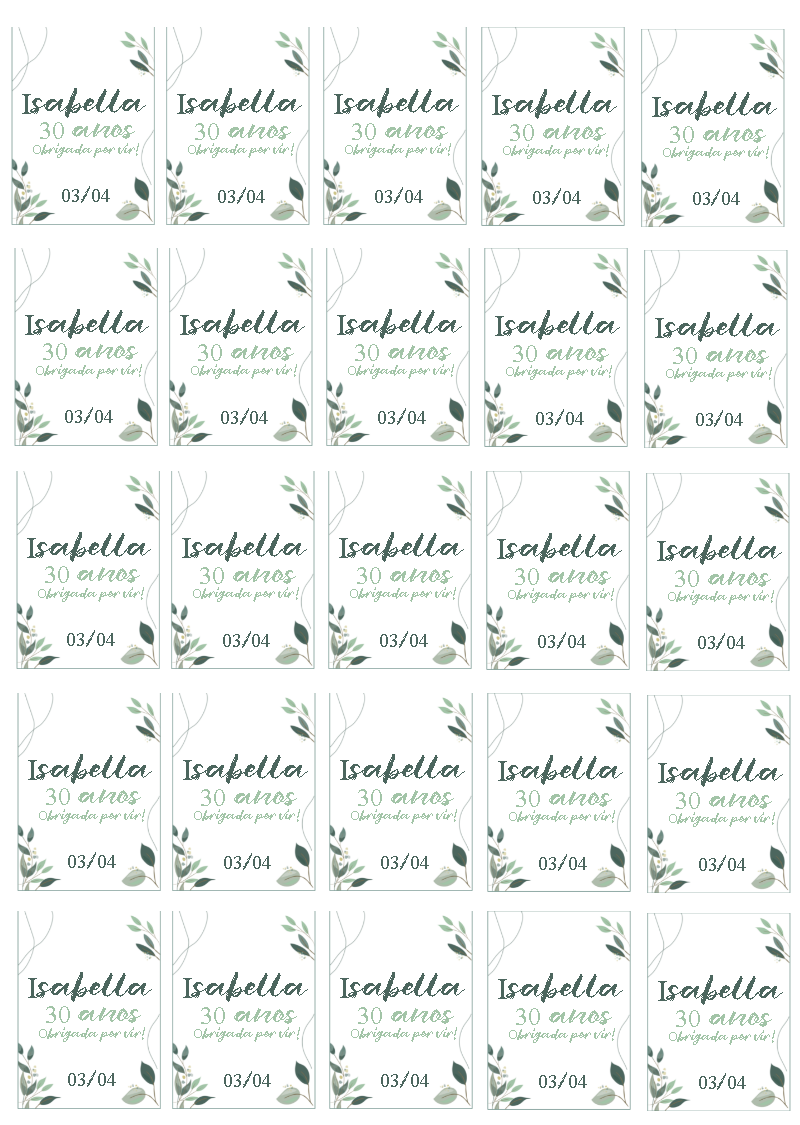 Tag de Aniversário Floral com Folhas Verdes para Editar Online Tag de Aniversário Floral com Folhas Verdes para Editar Online