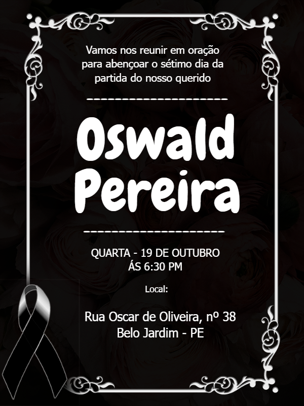 Convite Missa de Sétimo Dia Luto Elegante para Editar Online Convite Missa de Sétimo Dia Luto Elegante para Editar Online