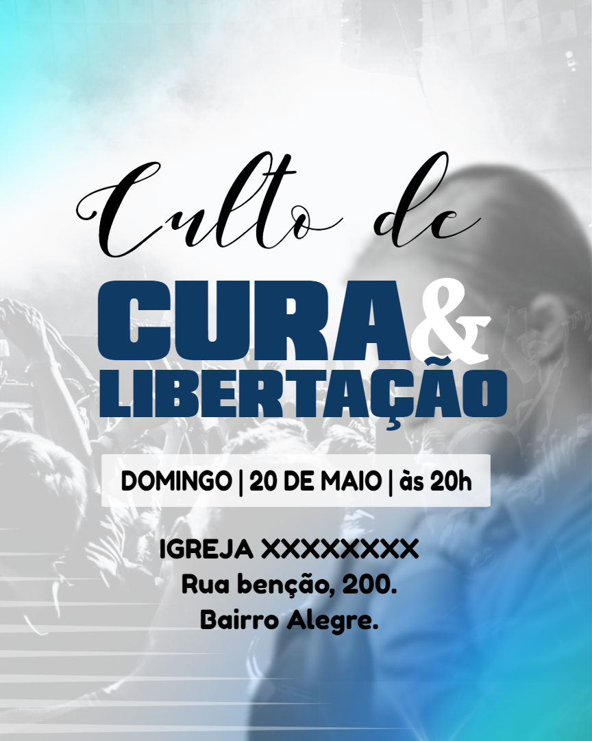 Cartaz para Culto de Cura e Libertação para Editar Online Cartaz para Culto de Cura e Libertação para Editar Online