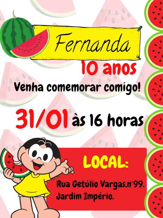 Convite de Aniversário Magali Editável Online para Imprimir Convite de Aniversário Magali Editável Online para Imprimir