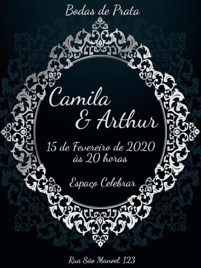 Convite de Bodas de Prata Elegante para Editar Online Convite de Bodas de Prata Elegante para Editar Online