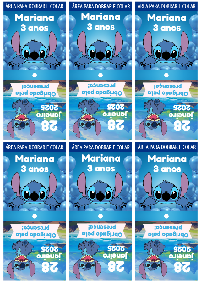 Capa para Pirulito Stitch Aniversário para Editar e Imprimir Capa para Pirulito Stitch Aniversário para Editar e Imprimir