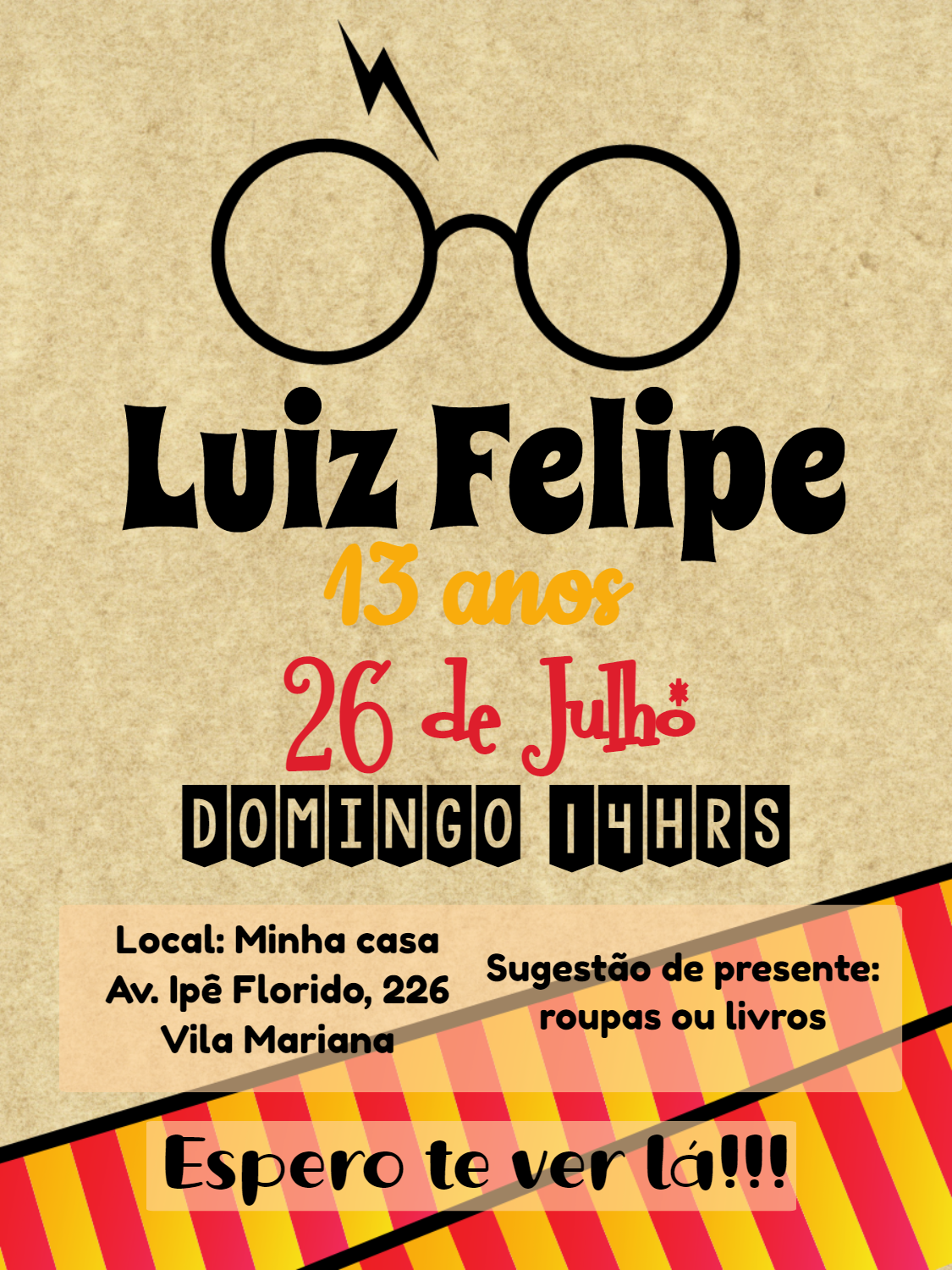 Convite Aniversário Harry Potter com Ícones Mágicos para Editar Convite Aniversário Harry Potter com Ícones Mágicos para Editar