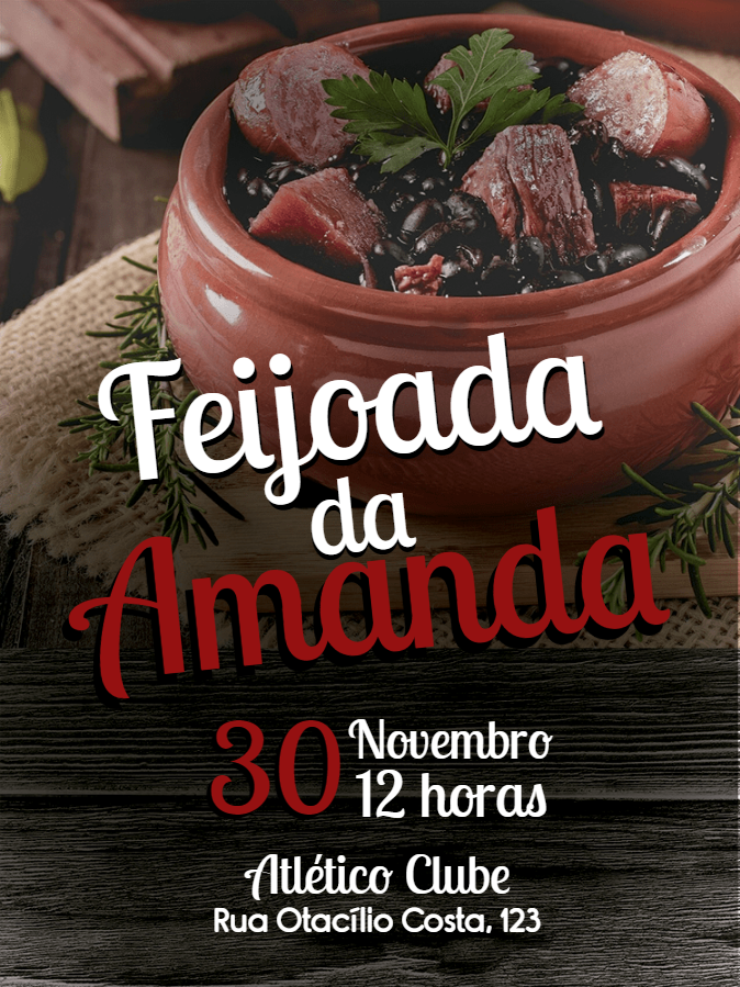 Convite de Feijoada Rústico com Foto para Editar Online