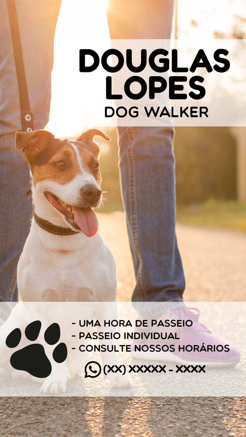 Cartão de Visita Dog Walker com Foto para Editar Online