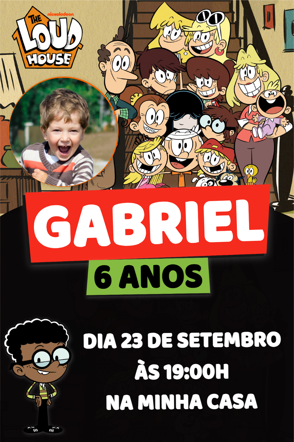 Convite Aniversário The Loud House com Foto para Editar Online Convite Aniversário The Loud House com Foto para Editar Online