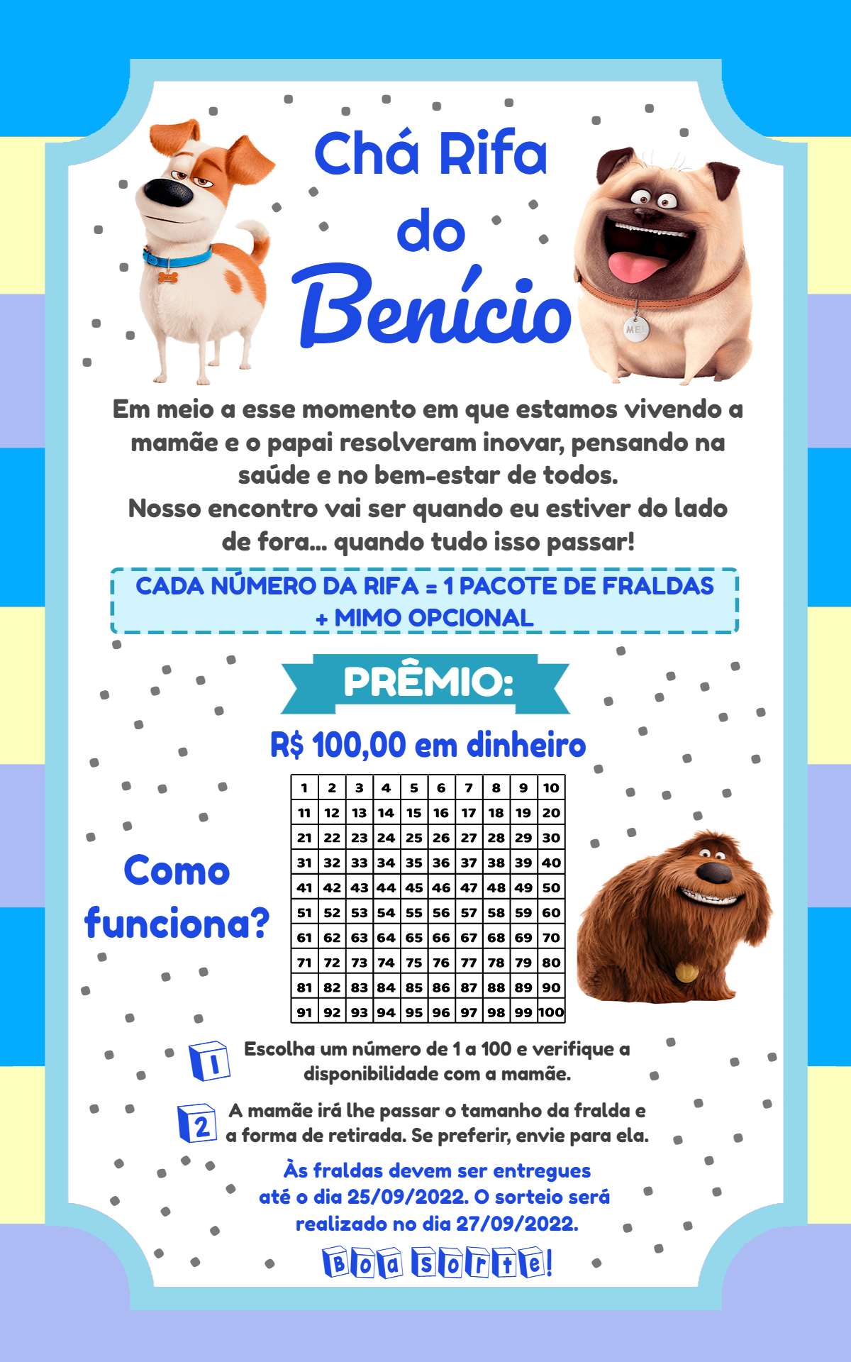 Convite Chá Rifa Pets com Cães para Editar Online Convite Chá Rifa Pets com Cães para Editar Online