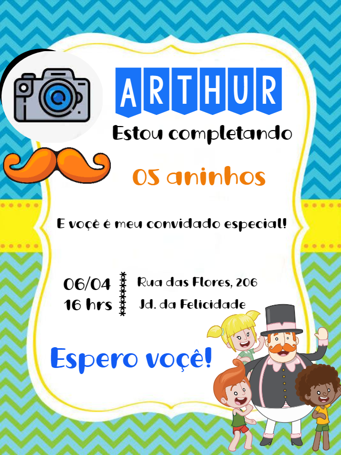 Convite Aniversário Mundo Bita com Foto para Editar Online Convite Aniversário Mundo Bita com Foto para Editar Online