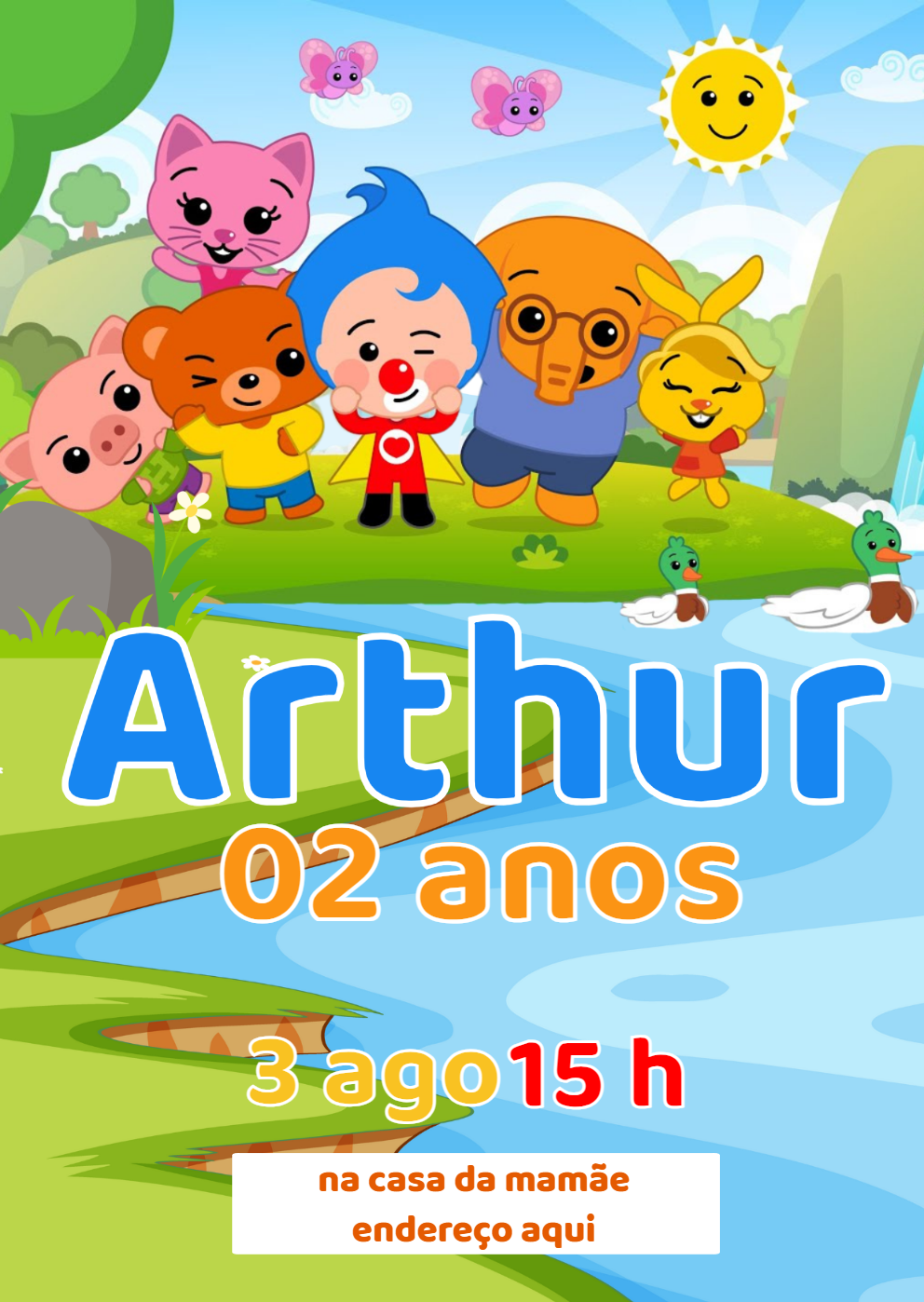 Convite Aniversário Plim Plim e Amigos para Editar Online Convite Aniversário Plim Plim e Amigos para Editar Online