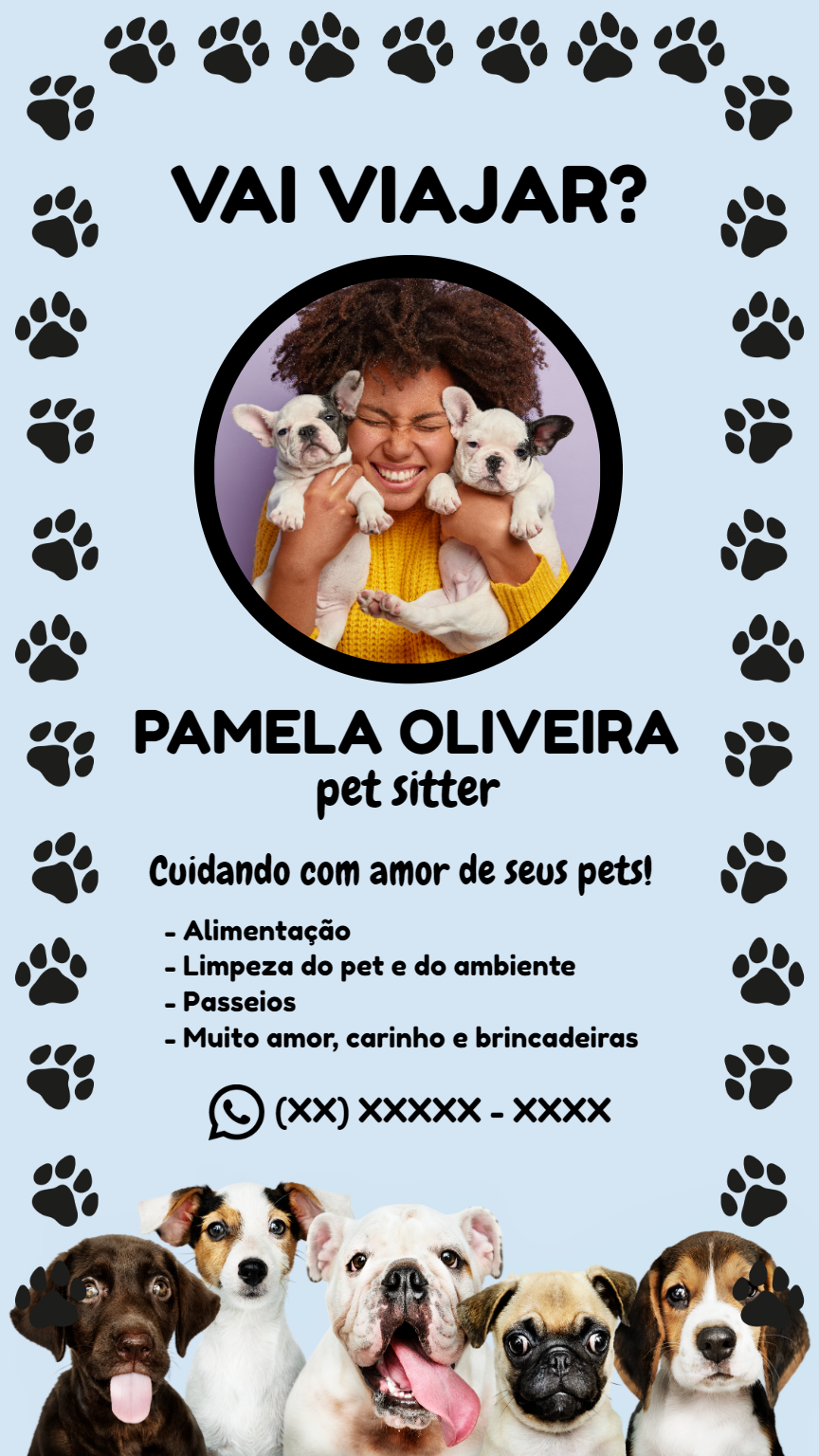 Cartão de Visita Pet Sitter com Foto para Editar Online Cartão de Visita Pet Sitter com Foto para Editar Online