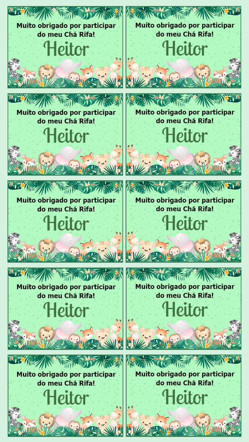 Tag de Agradecimento Safari para Chá Rifa para Editar Online Tag de Agradecimento Safari para Chá Rifa para Editar Online