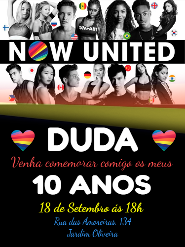 Convite de Aniversário Now United para Editar Online Convite de Aniversário Now United para Editar Online