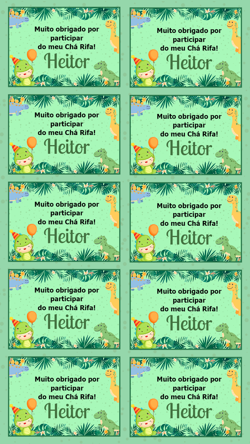 Tag de Agradecimento Dinossauro Baby para Editar Online Tag de Agradecimento Dinossauro Baby para Editar Online