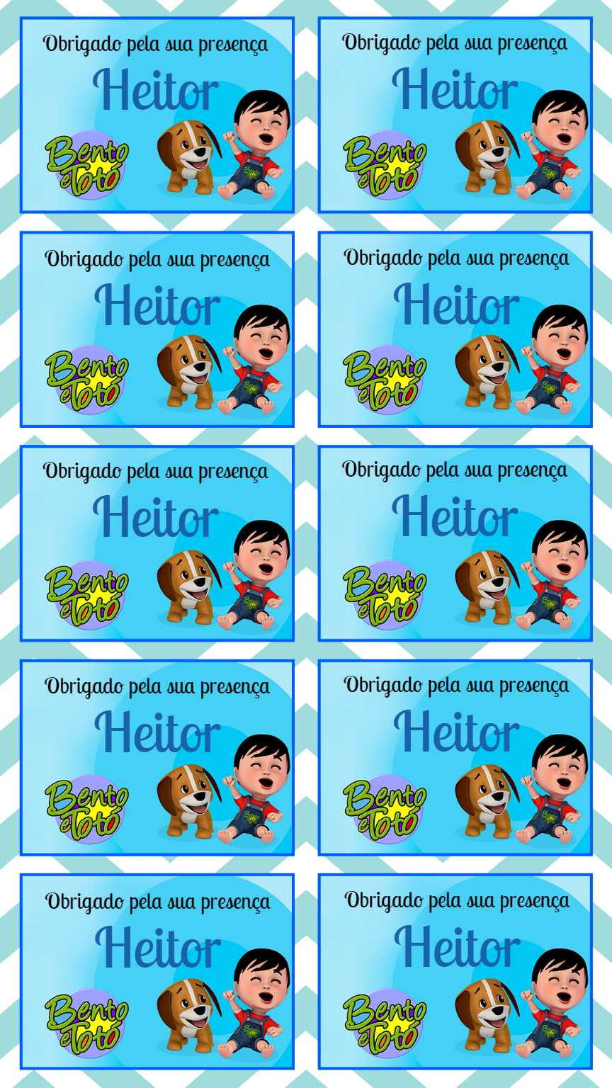 Tag de Agradecimento Aniversário Bento e Totó para Editar Online Tag de Agradecimento Aniversário Bento e Totó para Editar Online