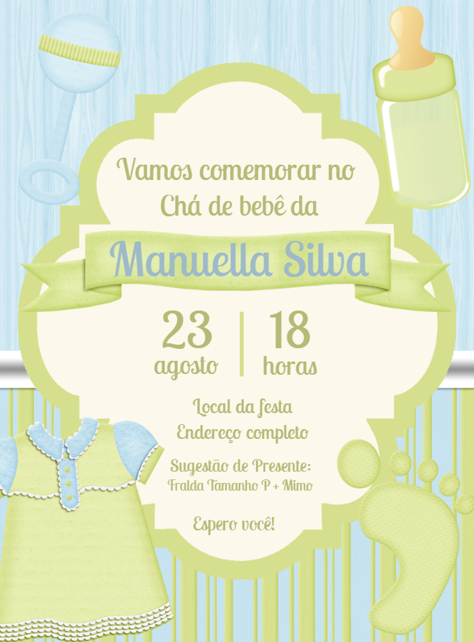 Convite Chá de Bebê Menina Delicado para Editar Online Convite Chá de Bebê Menina Delicado para Editar Online