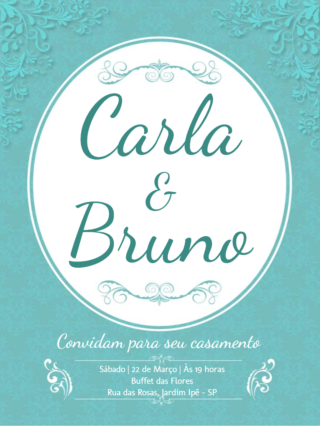 Convite de Casamento Verde Tiffany Elegante para Editar Online Convite de Casamento Verde Tiffany Elegante para Editar Online