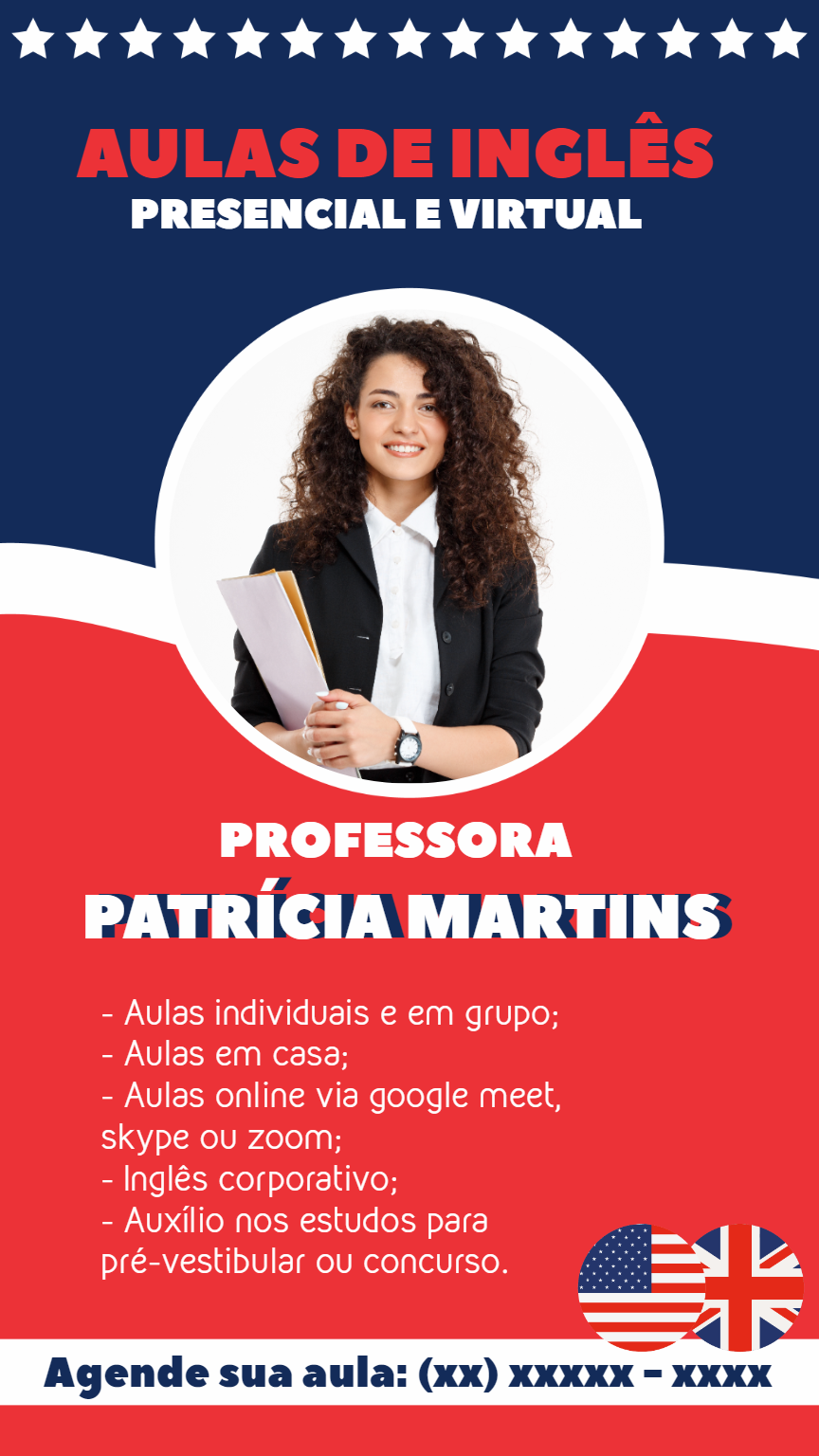 Flyer para Aulas de Inglês Particular Editável Online Flyer para Aulas de Inglês Particular Editável Online
