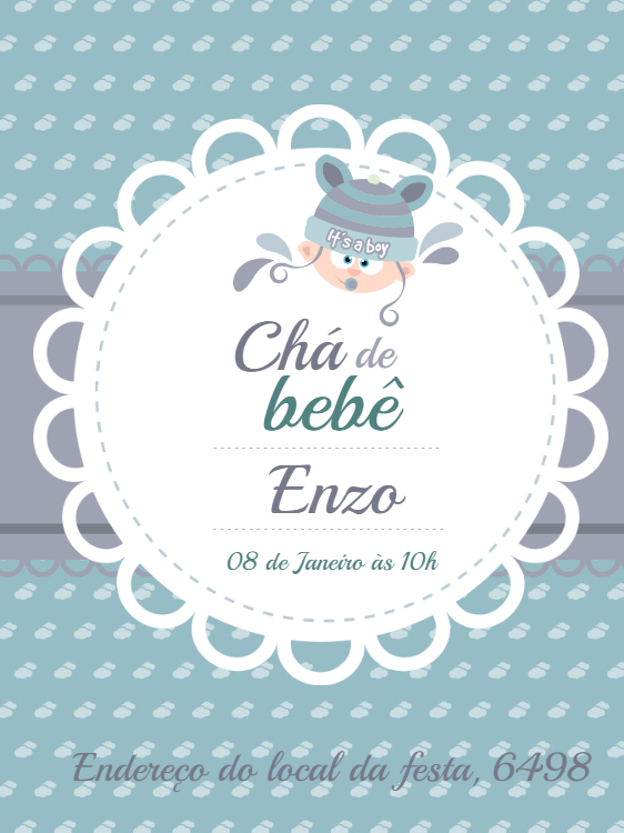 Convite Chá de Bebê Menino Azul para Editar Online Convite Chá de Bebê Menino Azul para Editar Online