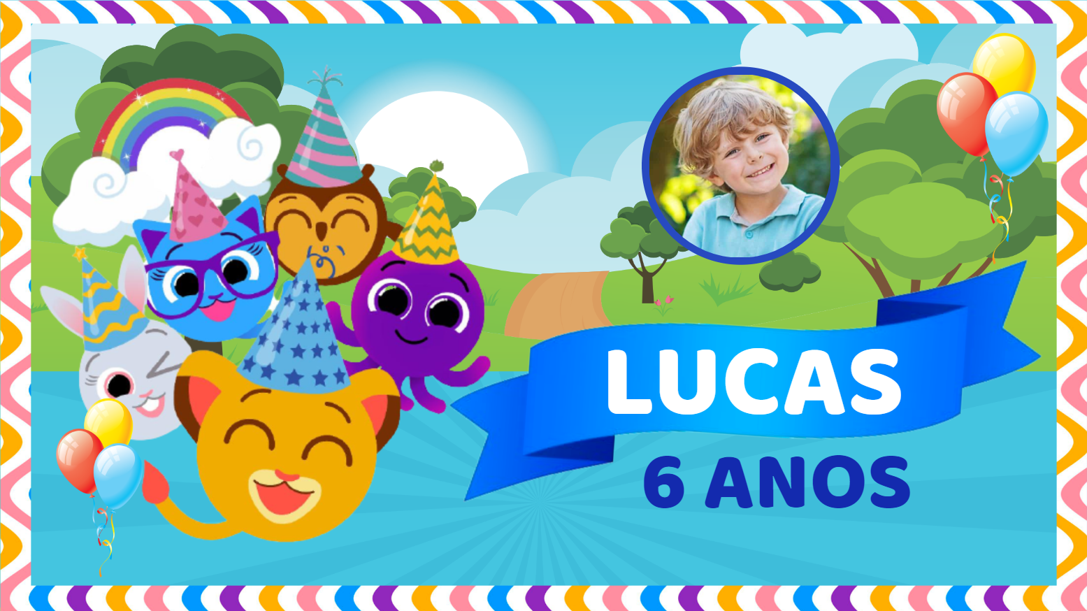 Painel de TV Aniversário Bolofofos para Editar Online Painel de TV Aniversário Bolofofos para Editar Online